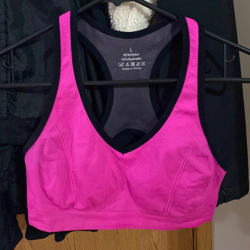 Large hot pink sports bra